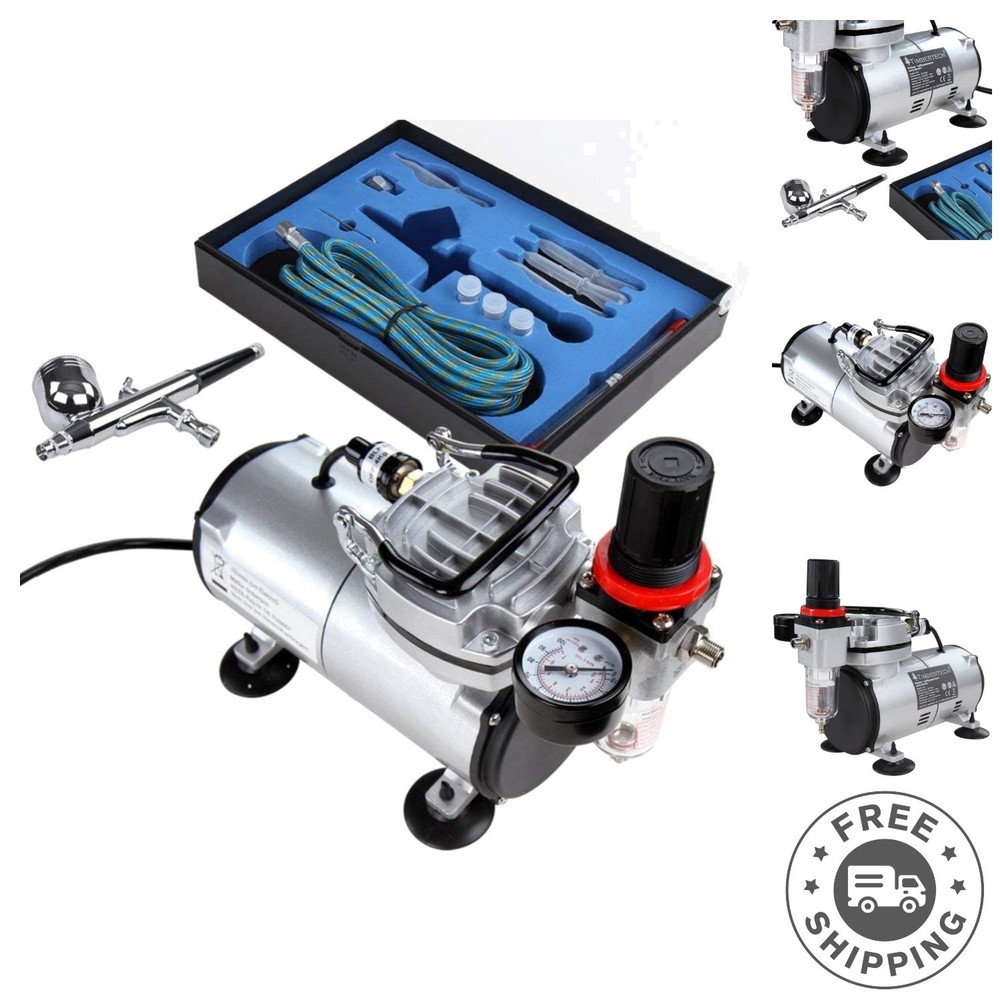 Versatile Dual Action Airbrush Kit & Oil-Free Compressor – Perfect for Artists