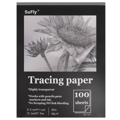 Tracing Paper 8.5×11 inch, 100 Sheets Transparent 8.5-x-11-inch:1 Pack, Clear