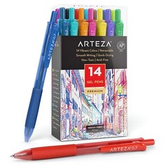 Arteza Retractable Gel Ink Pens | Bright Colors – Set of 14