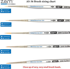 ZEM Brush Golden Taklon Miniature Detail Artist Brush Set Long Liner 20/0, Mini