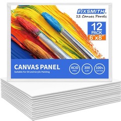 FIXSMITH Canvas Boards for Painting 6×8 Inch, Super Value 12 Pack White Blank…