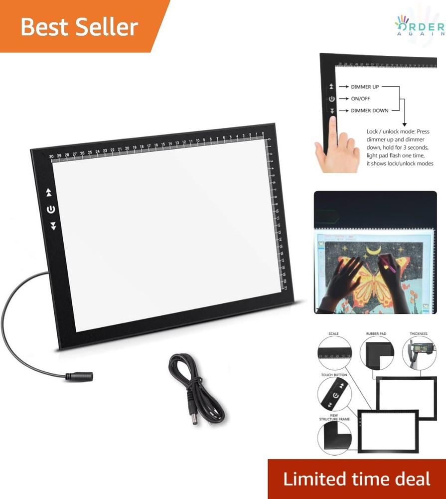 A4 LED Light Box USB Brightness Dimmer Lock/Unlock Modes Sketching Tattoo