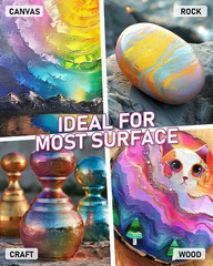 20 Colors Iridescent Acrylic Paint, 8.45Oz / 250Ml Large Bulk Metallic Acrylic P