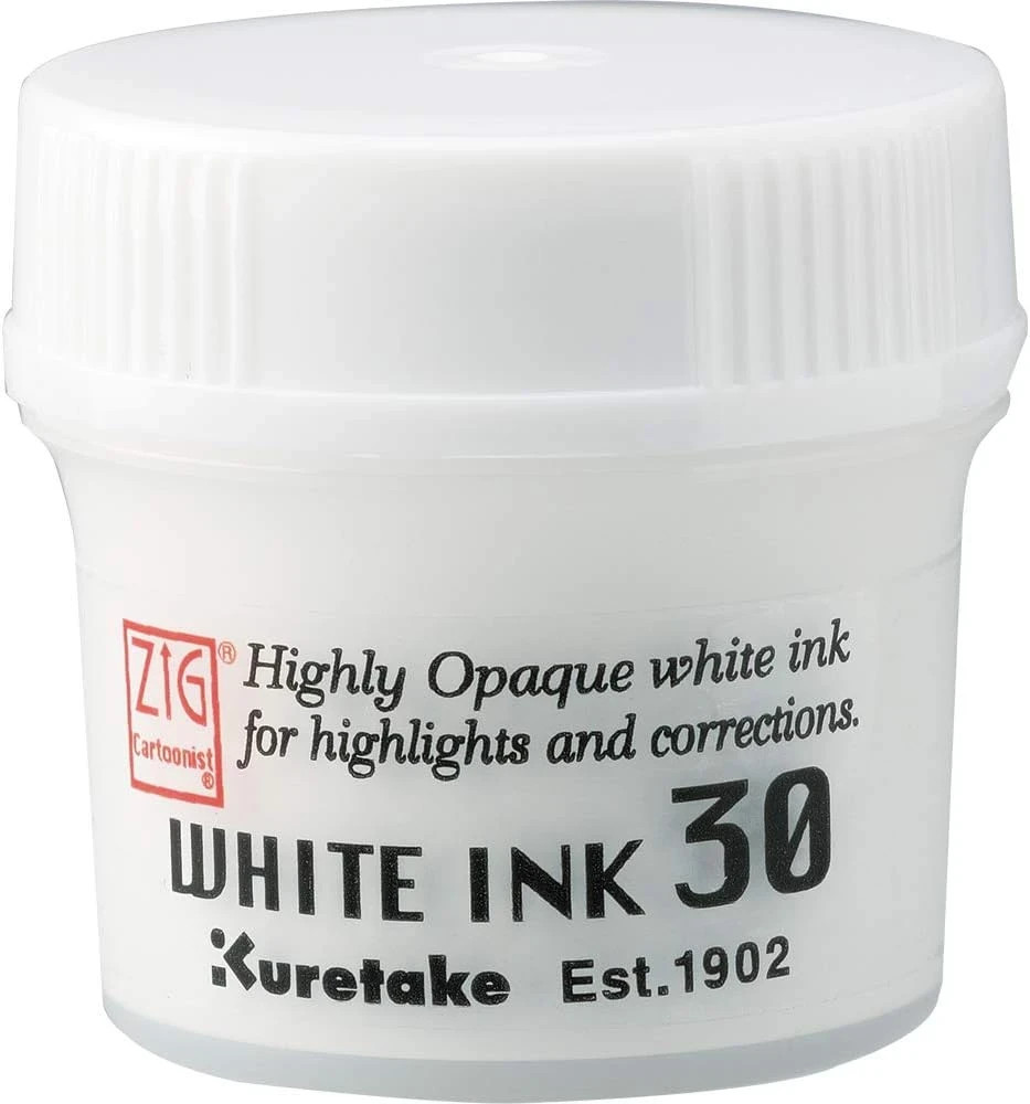 Kuretake ZIG Cartoonist White Ink 30Ml, for Dip Pen, Brush, Art supplies