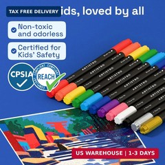 ARTISTRO 12 Acrylic Paint Markers – Paint Pens for Drawing – For Fabric, Rock, G