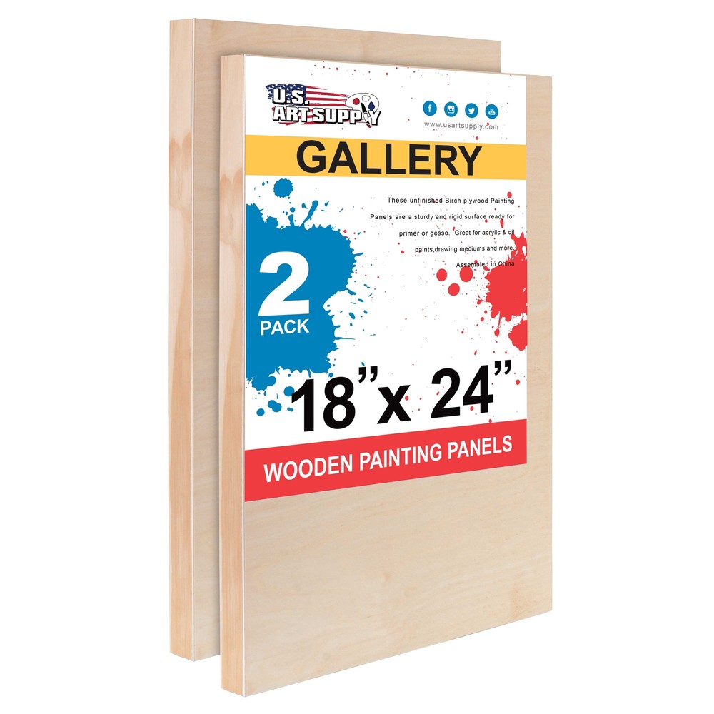18″ x 24″ Gallery 1-1/2″ Profile Depth Artist Wood Pouring Panel Boards 2-Pack