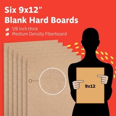 Artlicious 9×12 Hardboard Panels 6 Pack Painting Drawing Art Boards 1/8 Inch