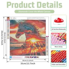 Diamond Painting Kits for Adults, Diamond Art Kits for Adults, 14x14Inch Horse
