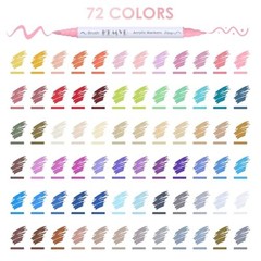 KEMYR 72 Colors Brush & Fine Tip Acrylic Paint Pens, Dual Tip B-72 colors