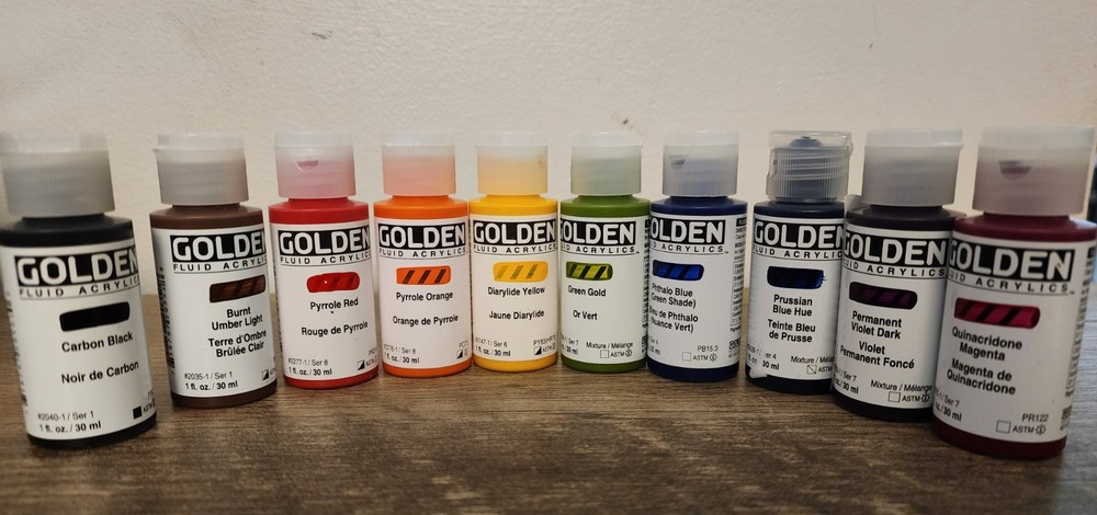 Golden 1oz Fluid Acrylic Paints Rainbow Starter Set #1