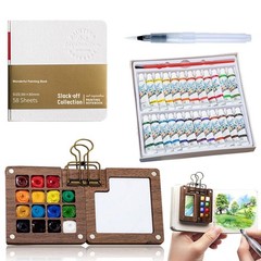 Mini Watercolor Paint Set Pocket Travel Paint kit with Paint, Brush, Sketchbook