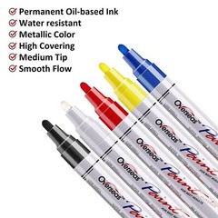 7Pc Waterproof Permanent White Paint Marker Pen For Car Tire Tread Rubber Metal