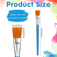 12 PCS 3/4 in Flat Paint Brushes for Acrylic Painting, Bulk Paintbrushes for …