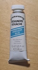 Vtg. 70s-80s Winsor&Newton Designers Gouache CERULEAN BLUE Series 4 14ml New