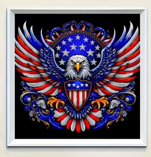 Eagle Patriotic USA Diamond Painting Craft Kit-Size 7.8”x7.8”