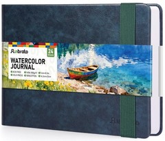 Watercolor Journal 100% Cotton Cold Press 140LB/300GSM 8.3×5.6 Inch 24 Sheets