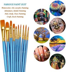Pointed-Round Paint Brush, 4 Sets of 10 Pieces Fine Tip Nylon Hair Miniature …