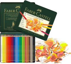 Faber-Castell Polychromos Artists’ Color Pencils – Tin of 24 Colors – Premium Qu