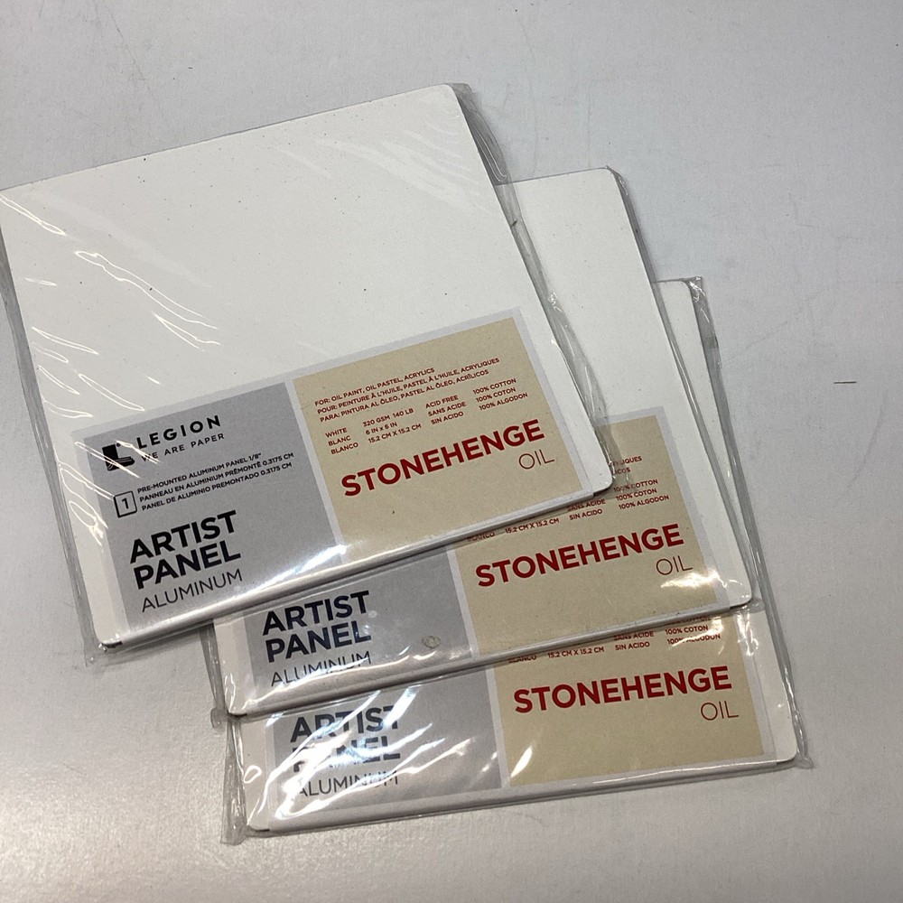 Lot of 3 Legion Stonehenge Oil Aluminum Artist Panels White 6×6