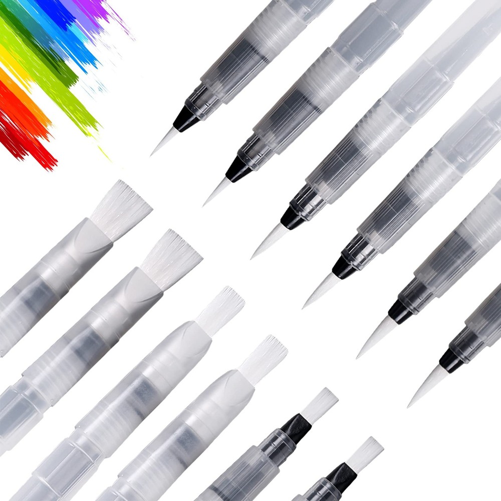 6 Piece Watercolor Brush Pen Set Refillable Water Paint Pens for Artists