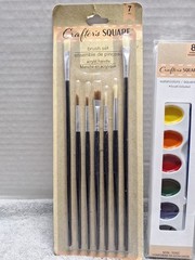 Lot of 3 “Crafter’s Square” 5pc. & 7pc.Set Of Brushes & 1 Set of Watercolors New