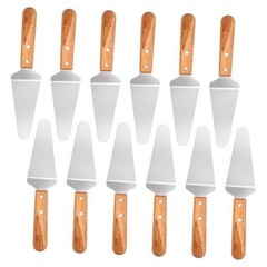 12 Pcs Stainless Steel Pizza Servers with Wooden Handle, Pie Servers Spatula,