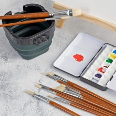 10pcs White Hog Hair Artist Paint Brush Set by Perfect for Acrylic Oil Brown