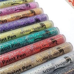 24 Glitter Pens for Rock, Ceramic, Glass, Fabric Painting