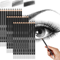 Professional Charcoal Pencil Set, 36 Assorted Soft, Medium, Hard for Sketching