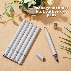 6 Pack Dual Tip Leather Dye Marker Pens Touch up Pen Shoe Marker Leather Flow Ma