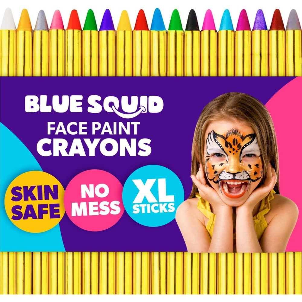 Blue Squid Face Paint Crayons for Kids – 18 Colors Crayons, Essential Pack
