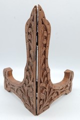 2 Vintage Carved Wood Easels Picture Plate Displays Stands India 7” 9”