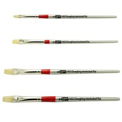 AS-102 Chungking White Hog Bristle Flats Brush Set 4 pcs