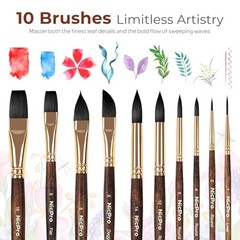 10Pcs Watercolor Brushes Set with Gift Box, Synthetic Squirrel Hair Paint