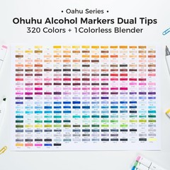 Ohuhu 320 Colors- Chisel & Fine Double Tipped Alcohol Art Markers Refillable Ink