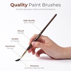 10Pcs Watercolor Brushes Set with Gift Box, Synthetic Squirrel Hair Paint