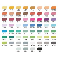 Ohuhu 60 Colors Brush-and-Chisel Dual Tips Alcohol-Based Markers with 1 Colorles