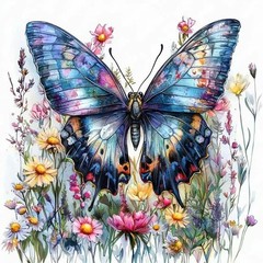 Butterfly Paint by Numbers Kit for Adults Beginner,Wild Flowers Adult Paint by