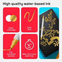 ARTISTRO 2 Gold Dual-Tip Acrylic Paint Pens – Multisurface Markers for Glass, Ro