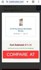 SOLO HORTON 2176 Fine select red sable Hair Stroke Brush 1 Dozen 1/4 in.