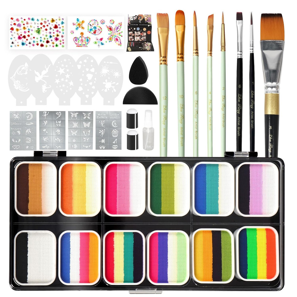 Pintada 120G Large Capacity Face Painting Kit for Party – 12 X 10G Non Toxic Wat