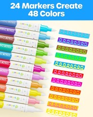 Color Changing Markers for Kids Adults, 24 Pack 48 Colors Dual Tip Magic Drawing
