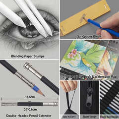 80 Drawing Sketching Kit Set – Pro Art Supplies with Sketchbook & Watercolor Pap