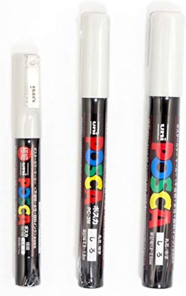 Uni POSCA White Fine Paint Marker Pens, 3 Different Point Sizes per Pack: PC-…