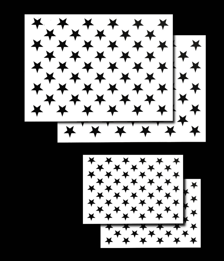 4 PACK Spray Airbrush Painting Stencils American Flag 50 US Stars Small & Large