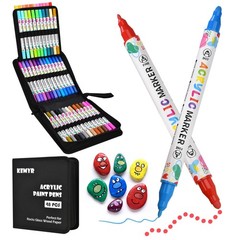 48 Colors Acrylic Paint Pens, Dual Tip Acrylic Paint Markers for Paper, Wood,…
