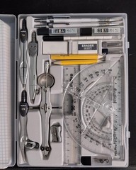22PCS Geometry Compass Set Drafting Tools Kit with Ruler Protractor Case USA New