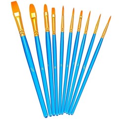 BOSOBO Paint Brush Set, 10pcs Round Pointed Tip Nylon Hair 1 Pack, Blue