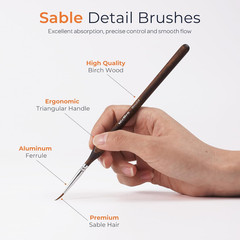 16 PCS Kolinsky Sable Miniature Paint Brushes Dry Brush, Professional Model Pain