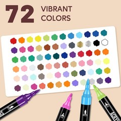 Pagather 72 Colors Acrylic Paint Markers, Dual 1 Count (Pack of 72), 72 Color